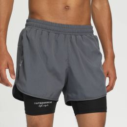 Pantalon Men Sport Shorts 2 en 1 Brand Double Deck Brand Place Shorts décontractés Lettre d'impression Marathon Running Five Pantal