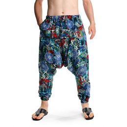 Pantalones Hombres Mujeres Pantalones Harem Holgados Hip hop Joggers Causal Pantalones Sueltos Aladdin Entrepierna Pierna Ancha Pantalones De Lino De Algodón Pantalones Hombre