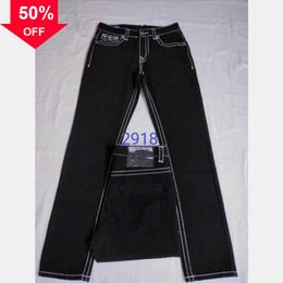 Pantalons hommes pantalons hommes vrais jeans pantalons longs hommes ligne grossière super religion jeans vêtements homme crayon décontracté bleu noir denim pantalon m2