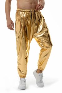 Pantalon métallique pantalon harem disco en or brillant pour hommes 2023 Marque Nouveau pantalon de pantalon pour hommes de la boîte de nuit de la boîte de nuit de la boîte de nuit de la boîte de nuit