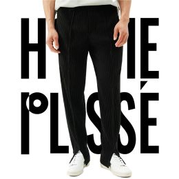 Pantalon miyake homme pantalon pantalon plissé pantalon britannique élégant 2023 pantalon noir pour hommes homologue hombre hombre