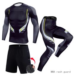 Pantalon MMA Men's Compression Run Jogging cosits vêtements Sports Set Set Long T-shirt and Pantal