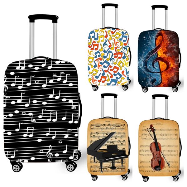 Pantalon Music Notes / Musical Instruments Covers Lage pour Travel Antidust Trolley Case de protection Couvre-valise élastique