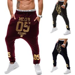 Pantalon nouveau 2021 printemps automne décontracté basse interrupteur hip hop poutre à pied pantalon streetwear street danse gold numéro pantalon imprimé hommes