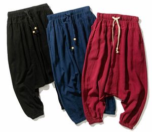Pantalon nouveau 2022 Summer Fashion Men's Men's Casual Loose en coton en coton Linet plus taille M 6xl 7xl Harem Pantal Brand Autunm Crosspants