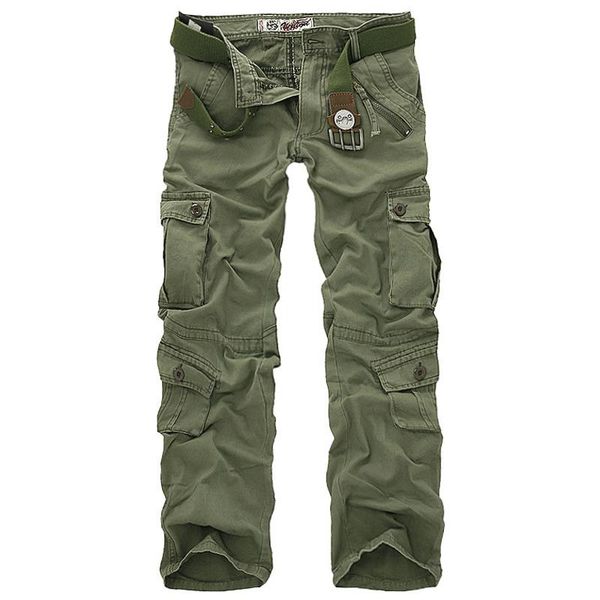 Pantalones Nueva marca Pantalones cargo Hombres Pantalones rectos militares Hombres Casual Algodón Camo Pantalones multibolsillos Hombre Joggers Hip Hop Trouers largos