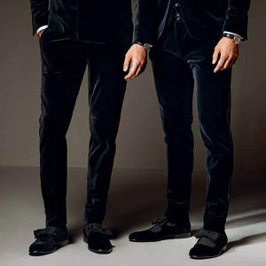 Broek nieuwe klassieke Velvet Black Men Suit broek oversized formele zakelijke casual heren broek op maat gemaakte slanke fit plus size heren broek