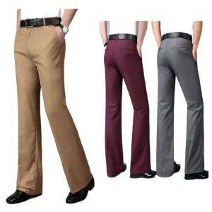 Broek nieuwe mode casual flare broek voor mannen zakelijke broeken niet -strijken slanke fit wide been pakken broek maat 2837