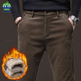 Pantalon Oussyu Hiver Fleece chauds Men's Canduroy Pantal
