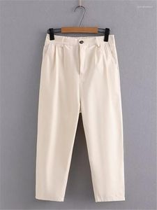 Pantalones de ropa de talla de talla de talla de talla de gran tamaño Poliéster de color sólido sin ropa de dama obesa en primavera