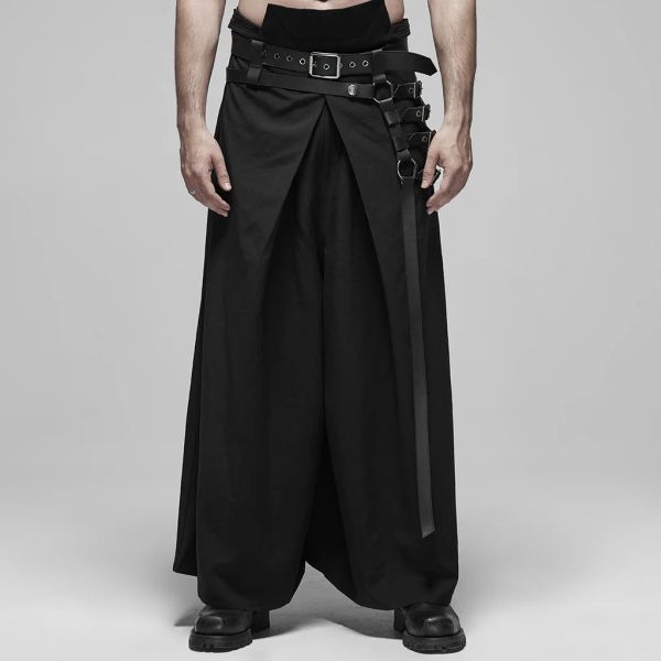 Pantalon punk rave rave masculin punk noir japonais kimono style navette tissu warrior pantal