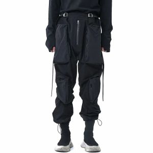 Pantalon pupille voyage pantalon fonctionnel avant multiples poches 3D POCHETS Techwear ninjawear punk goth esthétique