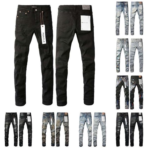 pantalons jeans violets pour jeans jeans skinny hommes en détresse Ripped Bikers Womens Denim noir gris pantalons de survêtement droits Designers Joggers Pant Denim jeans 29 40