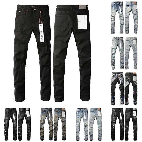 pantalons jeans violets pour hommes jeans jeans skinny hommes en détresse Ripped Bikers Womens Denim noir gris pantalons de survêtement droits Designers Joggers Pant Denim Jeans pour hommes 29 40