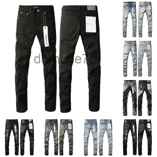 Pantalones Jeans morados para hombre Hombres flacos Bikers desgastados desgastados Denim Negro Gris Pantalones de chándal rectos Diseñadores Joggers Pantalón 29 40 UCJM