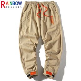 Pants Rainbowtouches 2022 New Fashion Trendy Casual Loose Sports Training Trousers Men's Letters Printing Solid Color Cargo Pants