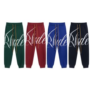 Pantalon Rhude Vintage Papte de survêtement en tricot Men Femmes de haute qualité Classic Big Letter Logo Jacquard Pantalon décontracté