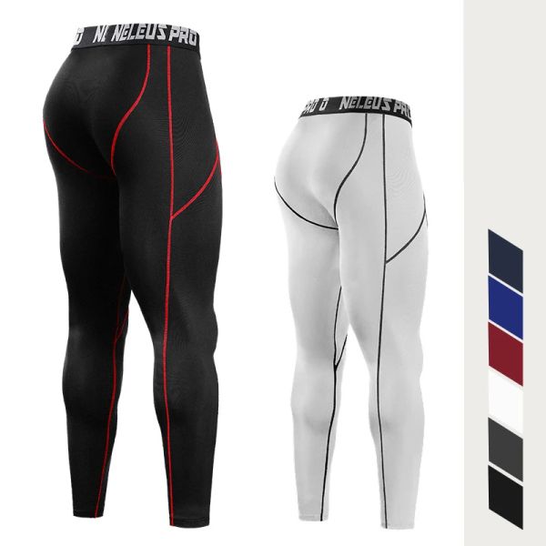 Pantalones que corren medias machos pantalones de secado rápido leggings de fitness entrenamiento de gimnasio hombres largos apretados jogging ropa deportiva capris