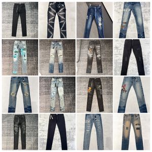 Broek s am ontwerpers jeans verontrusten Frankrijk mode pierre straight heren biker gat stretch denim broek casual Jean mager elasticit Euramerican Purple Jeans