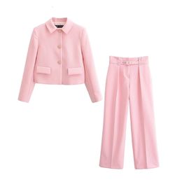 Pantalon Set Spring Womens 2 pièces Set Chic Slim Elegant Office Suits Fashion Street Youth Youth Womens Set 240421