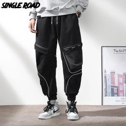 Pantalones Single Road pantalones Cargo para hombre 2023 Techwear bolsillos de algodón Hip Hop Joggers holgados ropa informal japonesa pantalones a rayas para hombre