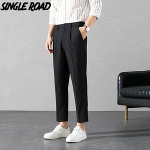 Pants Single Road hommes costume pantalon hommes 2022 droit léger solide chino bureau pantalon mâle décontracté cheville longueur pantalon pour hommes