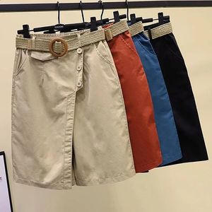 Broek rok voor vrouwen shorts zomer wide been blauw hoge taille rechtbenige zakken vrouw korte zwarte Koreaanse mode culotte 240325