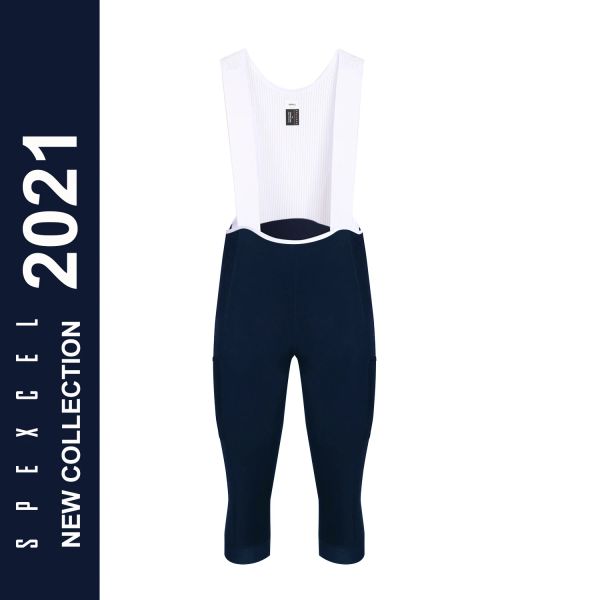 Pantalones SPEXCEL2021 CARGA NUEVA 3/4 Pantalones de babero pantalones pantalones cortos de babero térmico con bolsillo lateral con almohadilla de alta densidad en ciclismo marina marina