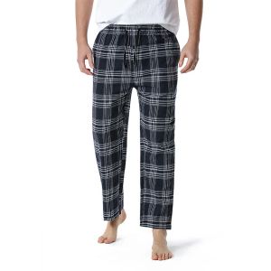 Broek Lente 2023 Nieuwe Mannen Zachte Flanel Geruite Pyjama Casual Veelzijdige Effen Yoga Broek Losse Grote Thuis Broek