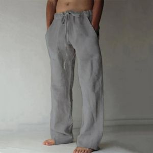 Pantalons de printemps masculins Jogger Linen large pantalon de cotonl pantalon cotonl surdimension