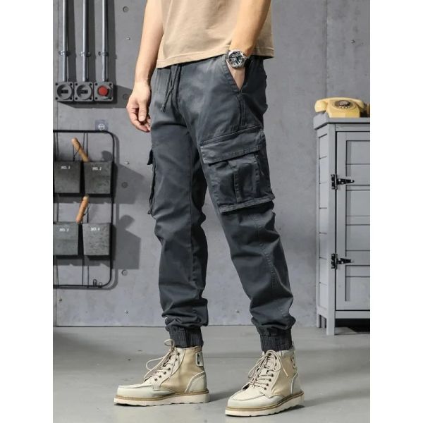 Pantalons de cargaison de cargaison de coton pour hommes printemps multipocket armée militaire slim joggers joggers de travail à pantalon tactique de coton décontracté