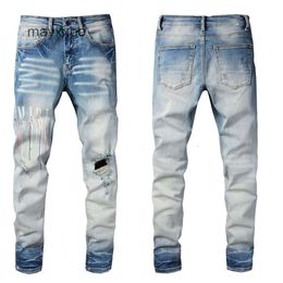 Pantalones street amiirii jeans púrpura casual hombre #831 jean de moda 2024 agujeros dmin letras estampadas ny6e