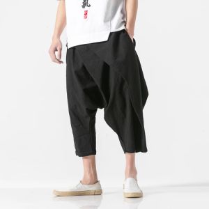 Broeken streetwear broek heren lente zomer Haren broek heren katoen linnen casual broek oversized joggingbroek heren nieuw 2023 zwart