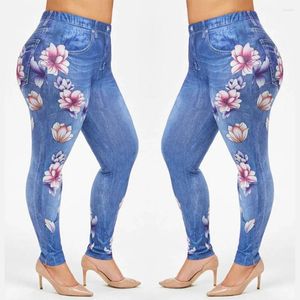 Pantalon d'été faux denim leggings plus taille femme street street occasionnelle pantalon de taille haute surdimension sexy élastique