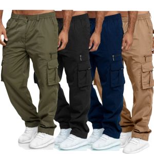 Pantalon Cargo d'été pour hommes, taille élastique, multipoches, décontracté, Combat, travail, Fitness, sport, Long, S4XL