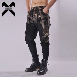 Pantalon Tactical Functional Cargo Pantalons Joggers Men Camouflage Patchwork Traflers 2022 Automne Hip Hop Streetwear Harem Pant Black