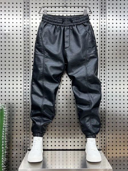 Pantalon à tendance en cuir moto pantalon hip hop harem pantalon lâche en plein air jogger de jogger de jogger de jogger de luxe