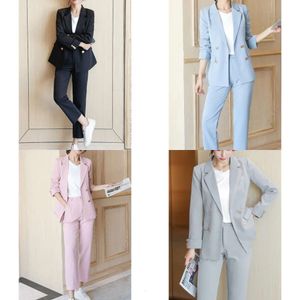 Broek twee dames lente herfst elegante blazer pant suits office dames casual business 2 -delige set vrouwelijke mode werkkleding broek pak 221123 113