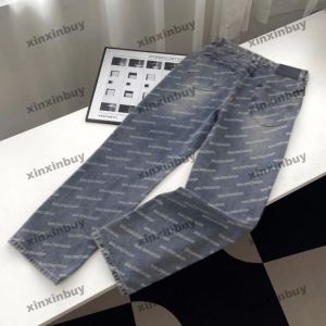 Pantalon unisexe designer pantalon décontracté avec imprimé lettre parisienne, look en jean lavé, collection printemps / été, bleu / gris / noir, tailles
