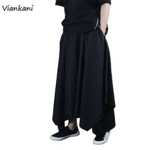 Pantalon Vintage hommes pantalon élastique décontracté Baggy Hiphop Hakama pantalon mâle gitane coton lin jambes larges cordon de serrage Hiphop pantalon