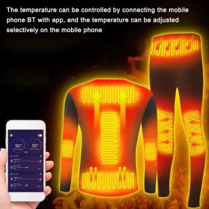 Broek winterverwarming ondergoed set USB batterij aangedreven verwarmde thermische tops broek smartphone controletemperatuur motorfietsjack