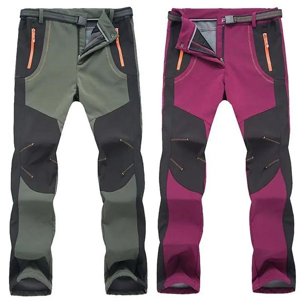 Pantalones de invierno para hombre y mujer, pantalones de ciclismo Softshell térmicos, impermeables, pantalones deportivos a prueba de viento, pantalones de lana para bicicleta al aire libre S5XL