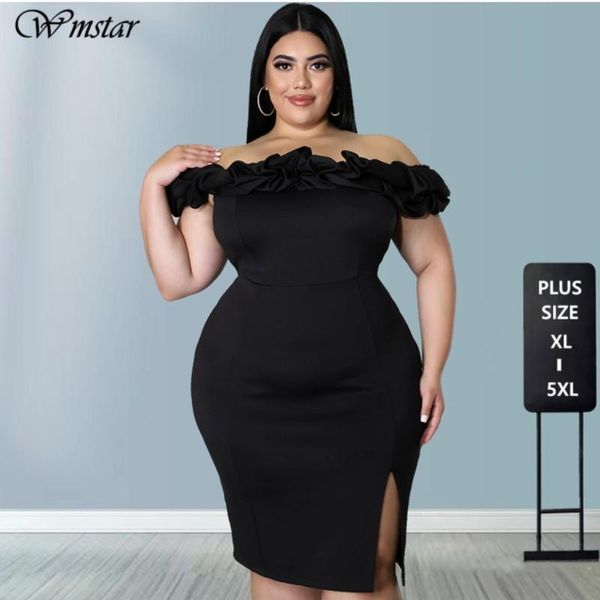 Pantalones Wmstar Salla de talla grande Mujeres 5xl Sexy One Word Collar Fashion Party Vestidos Midi Elegante Droppshipping al por mayor