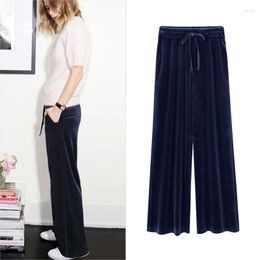 Pantalon femme taille élastique or velours jambe large pantalon droit ample mode 2023 décontracté velours automne hiver