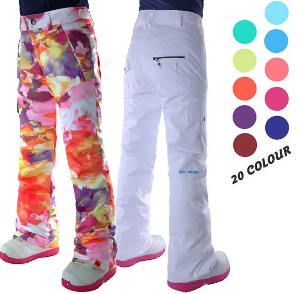 Pantalones pantalones de esquí blancos para mujeres a la venta femenina de snowboard negro ciclismo fondos de nieve pantalones de deportes al aire libre impermeables 10k tibio