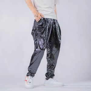 Pants YASUGUOJI nuevo 2022 traje de baile masculino Hip Hop pantalones reflectantes club nocturno DJ Punk Rock pantalones de chándal Harajuku Casual Joggers