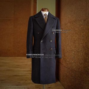 Pantalon Yiwumensa Winter Wollen Cleits Jacket Black / Navy Tweed Blend Formal Coat Design Dertre