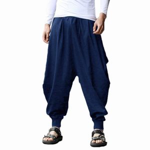 Pantalon YJSFG HOUSE marque hommes sarouel gris Hippie Hip Hop plaine Aladdin Martial mâle sarouel lâche Baggy pantalon cordon