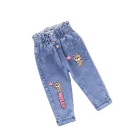 Pantskirt 2023 New Boys Girl Jeans Impresión Cartoon Elástica Fuerza Jeans Spring Autumn Jeans Kid Estilo casual Ropa para niños 27 años