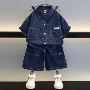 PANKKIRT 2023 Spring Summer Children Cleren Boys Suit Denim Tops + Jeans Pants 2pcs/Set Infant Casual Outfits Kids Outfit 212 jaar